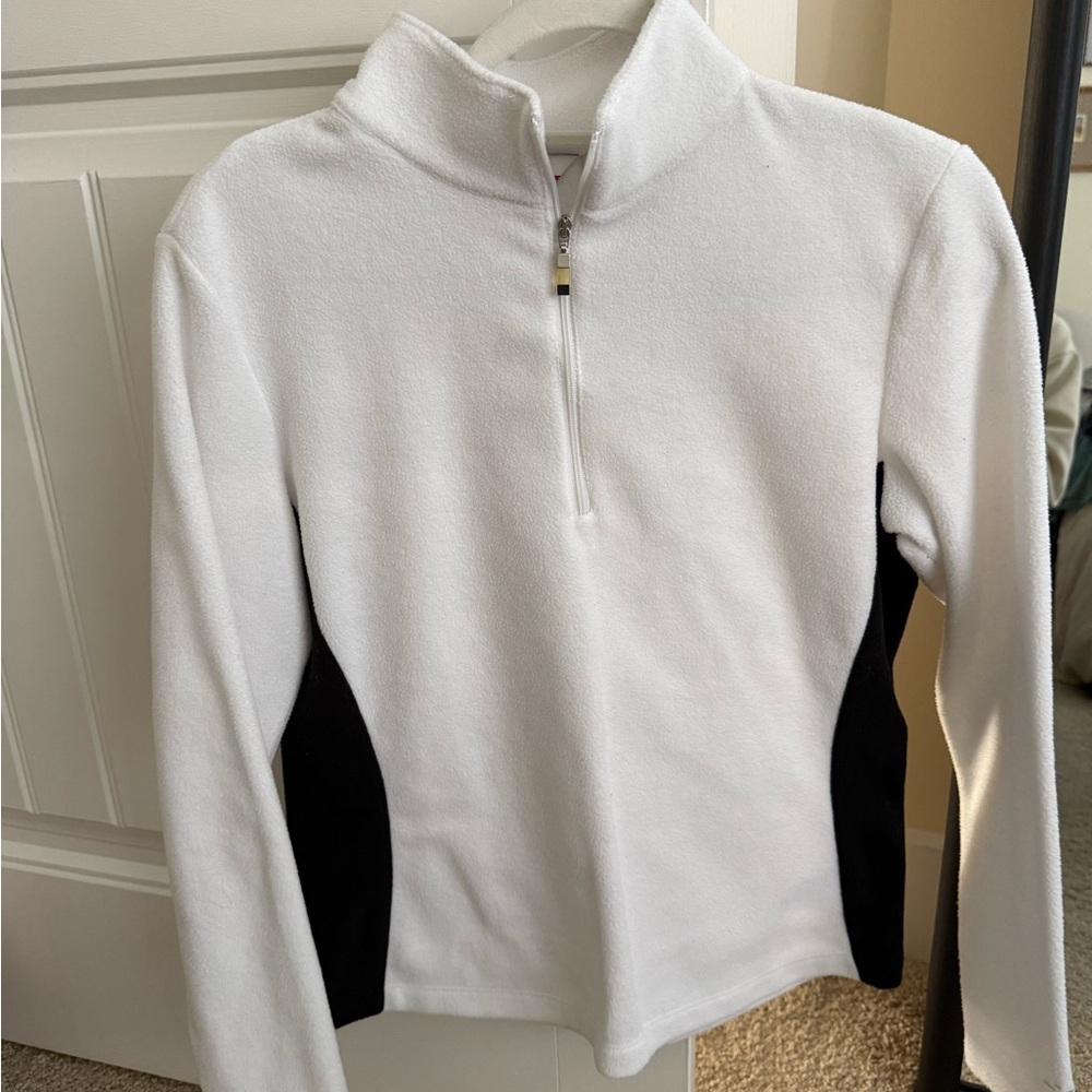 Izod White and Black Quarter-Zip Sweater